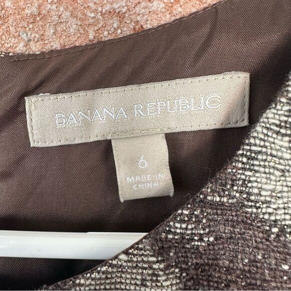 Banana Republic Wool Blend Metallic Sheath Pencil Dress Women’s 6 Brown Gray - Picture 5 of 9